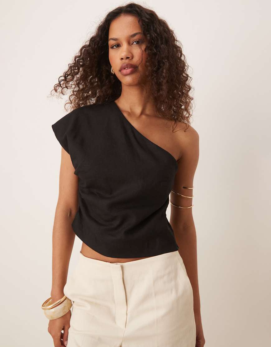 Mango - Tailliertes Oberteil in Schwarz mit One-Shoulder-Träger von Mango