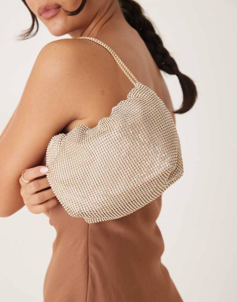 Mango - Tasche in Gold mit Strasskette-Goldfarben von Mango