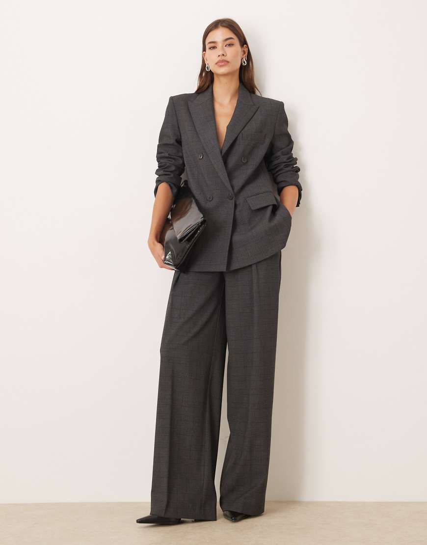Mango - Teriyaki - Elegante Hose in Grau kariert mit Bundfalten von Mango