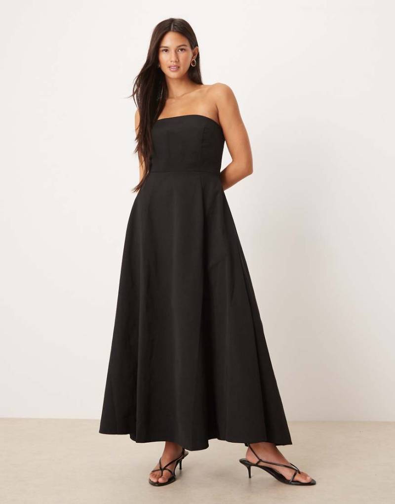 Mango - Trägerloses, strukturiertes Midikleid in Schwarz von Mango