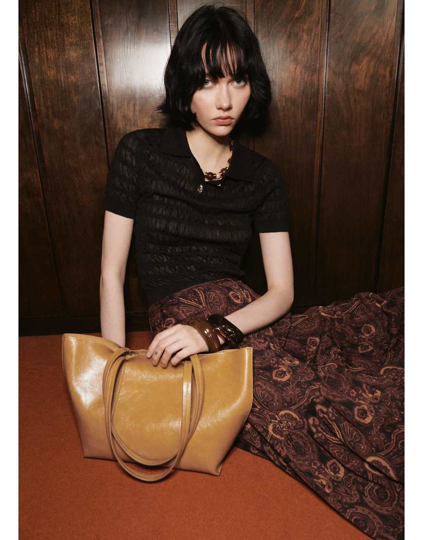 Mango - Tragetasche aus Kunstleder in Milchkaffeebraun-Neutral von Mango