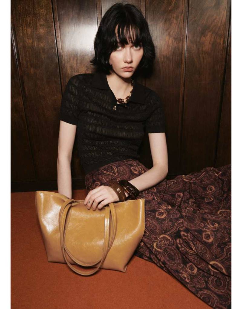 Mango - Tragetasche aus Kunstleder in Milchkaffeebraun-Neutral von Mango