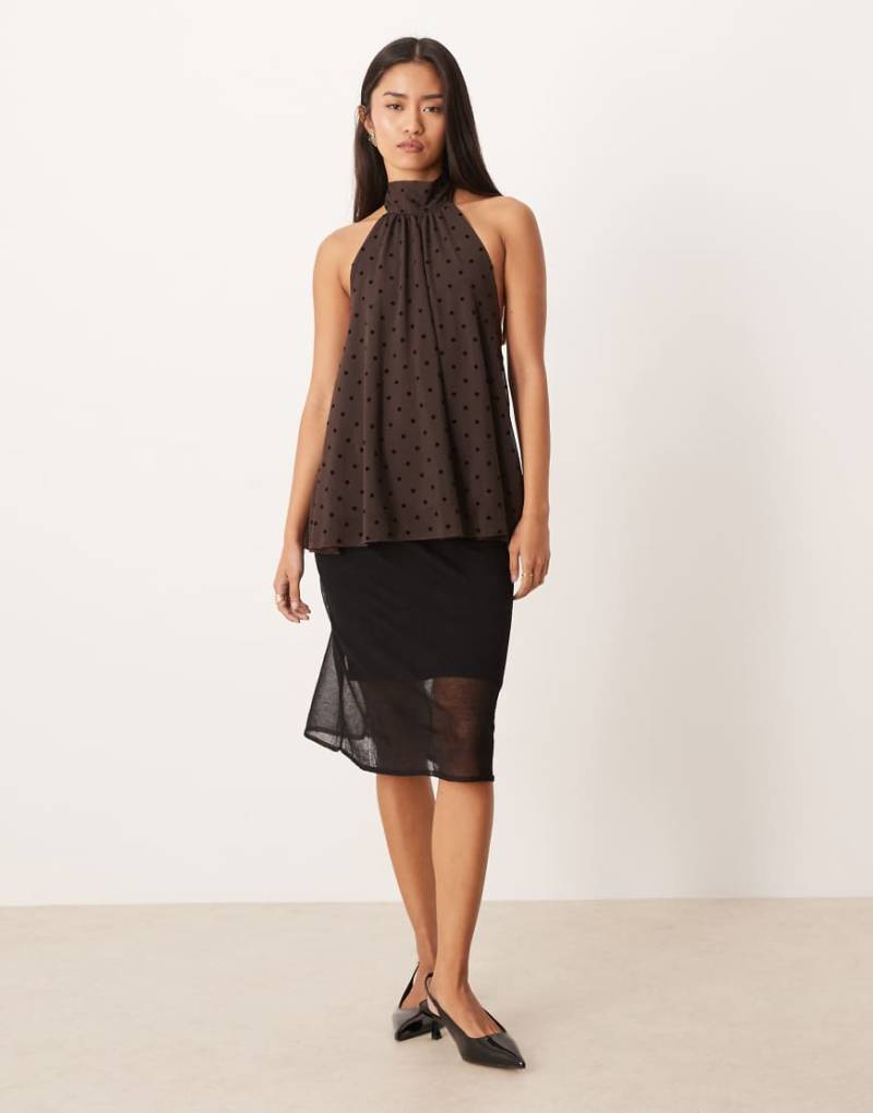 Mango - Transparenter, knielanger Rock in Schwarz mit Unterrock von Mango