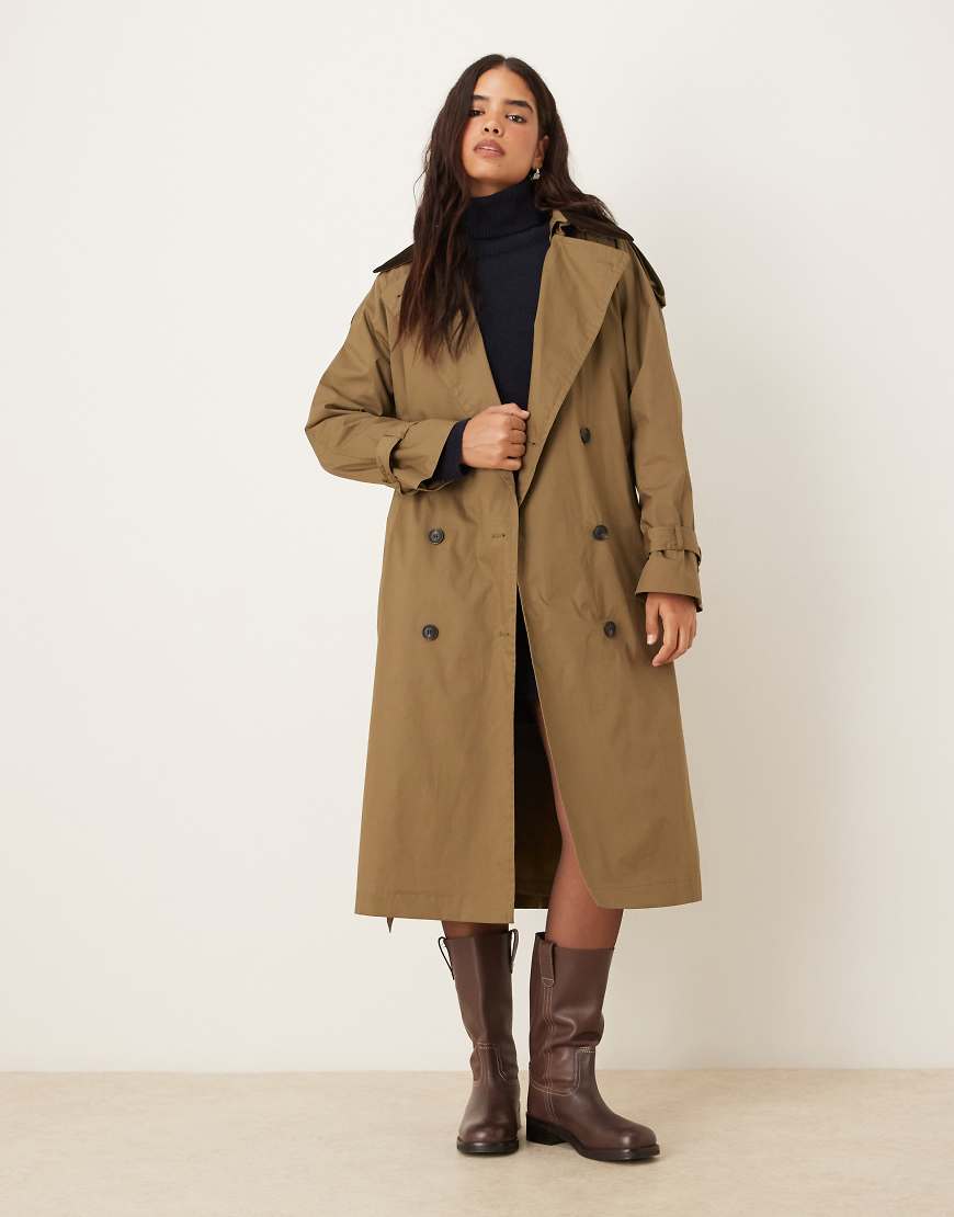 Mango - Trenchcoat aus 100% Baumwolle in Hellbraun mit Kontrastkragen-Neutral von Mango