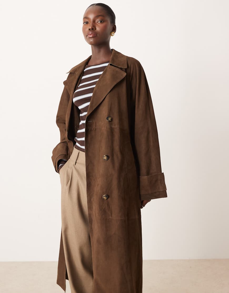 Mango - Trenchcoat aus 100% Leder in Braun-Brown von Mango