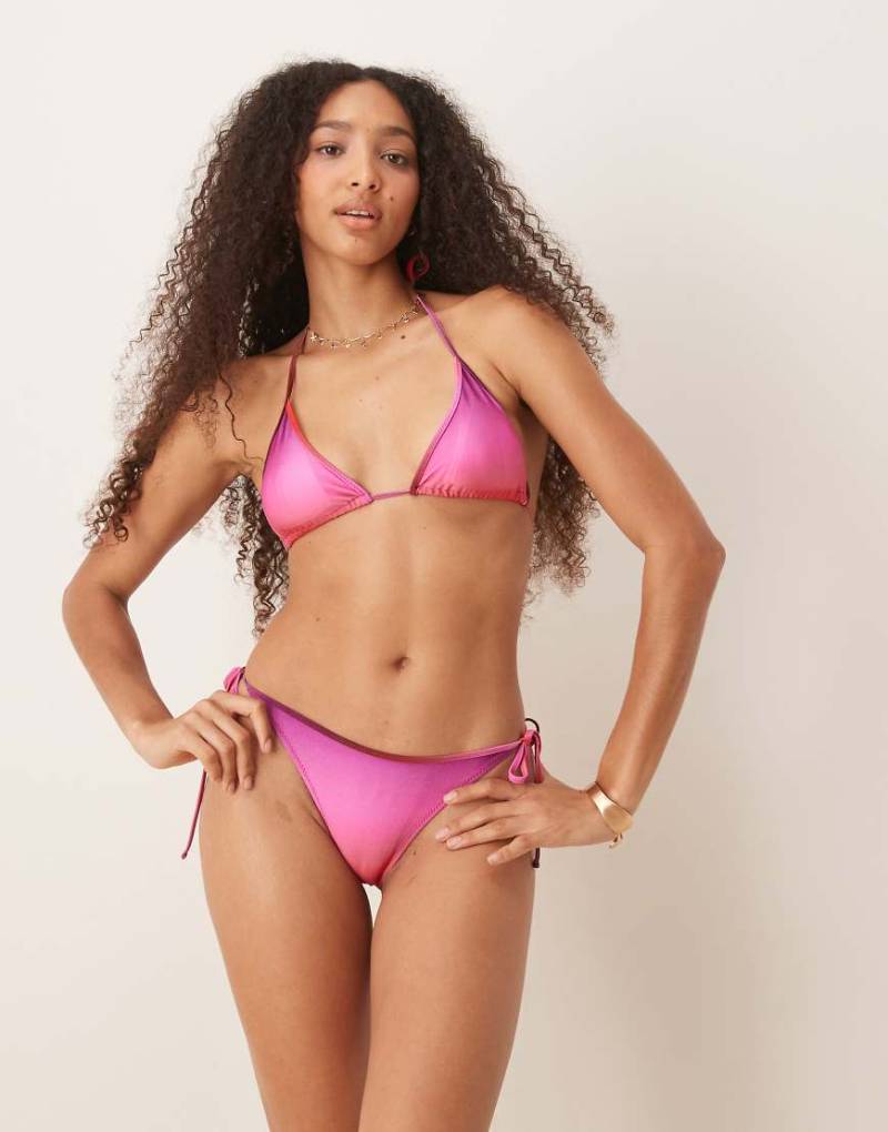 Mango - Bikinihose in Rosa mit Farbverlauf in Sonnenuntergangsfarben von Mango