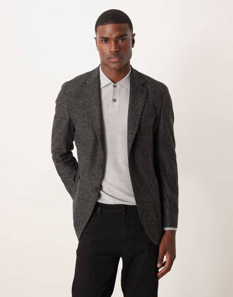 Mango - Tweed-Blazer aus Wollmischung in Anthrazit-Grau von Mango