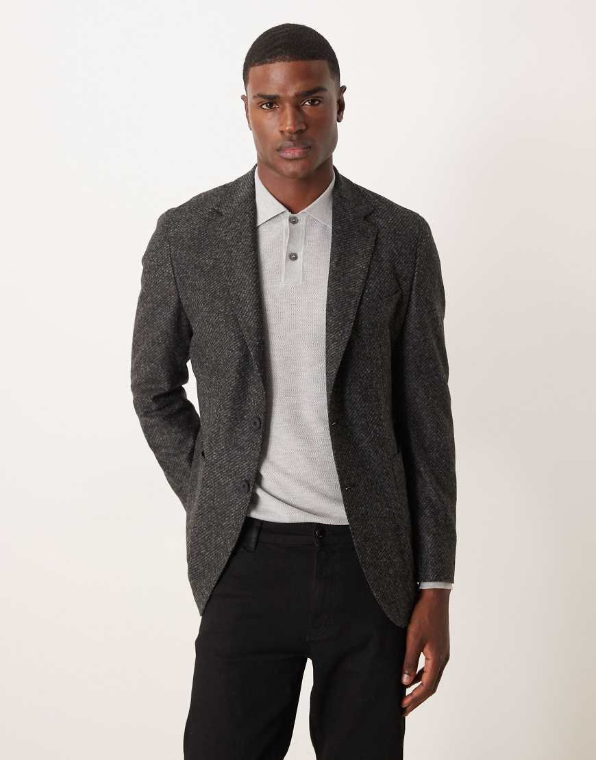 Mango - Tweed-Blazer aus Wollmischung in Anthrazit-Grau von Mango