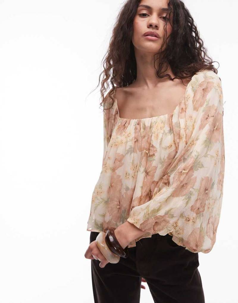 Mango - Voluminöse Bluse in Blassgelb mit Blumenmuster Mango - Voluminöse Bluse in Blassgelb mit Blumenmuster von Mango
