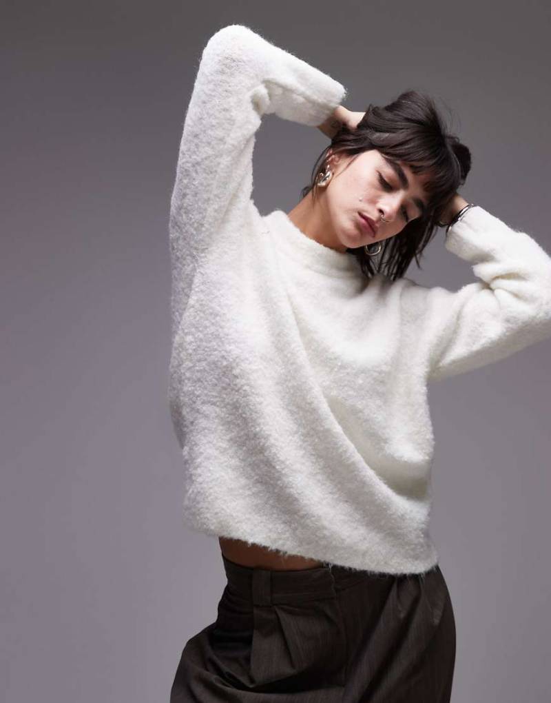 Mango - Weißer Oversize-Pullover mit Rundhalsausschnitt von Mango