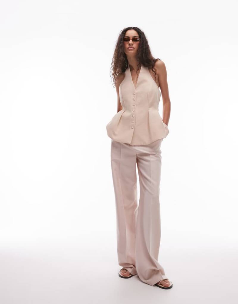 Mango - Weit geschnittene Hose in Blassrosa mit Nahtdetails vorne, Kombiteil von Mango
