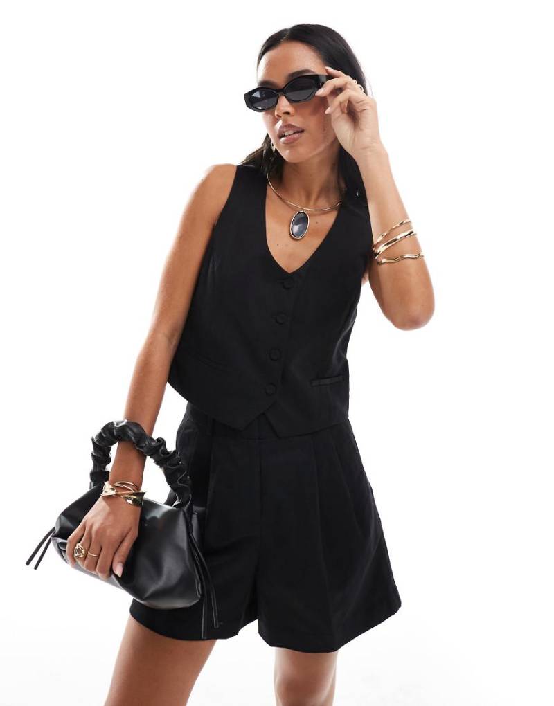 Mango - Weste aus Leinenmix in Schwarz, Kombiteil von Mango