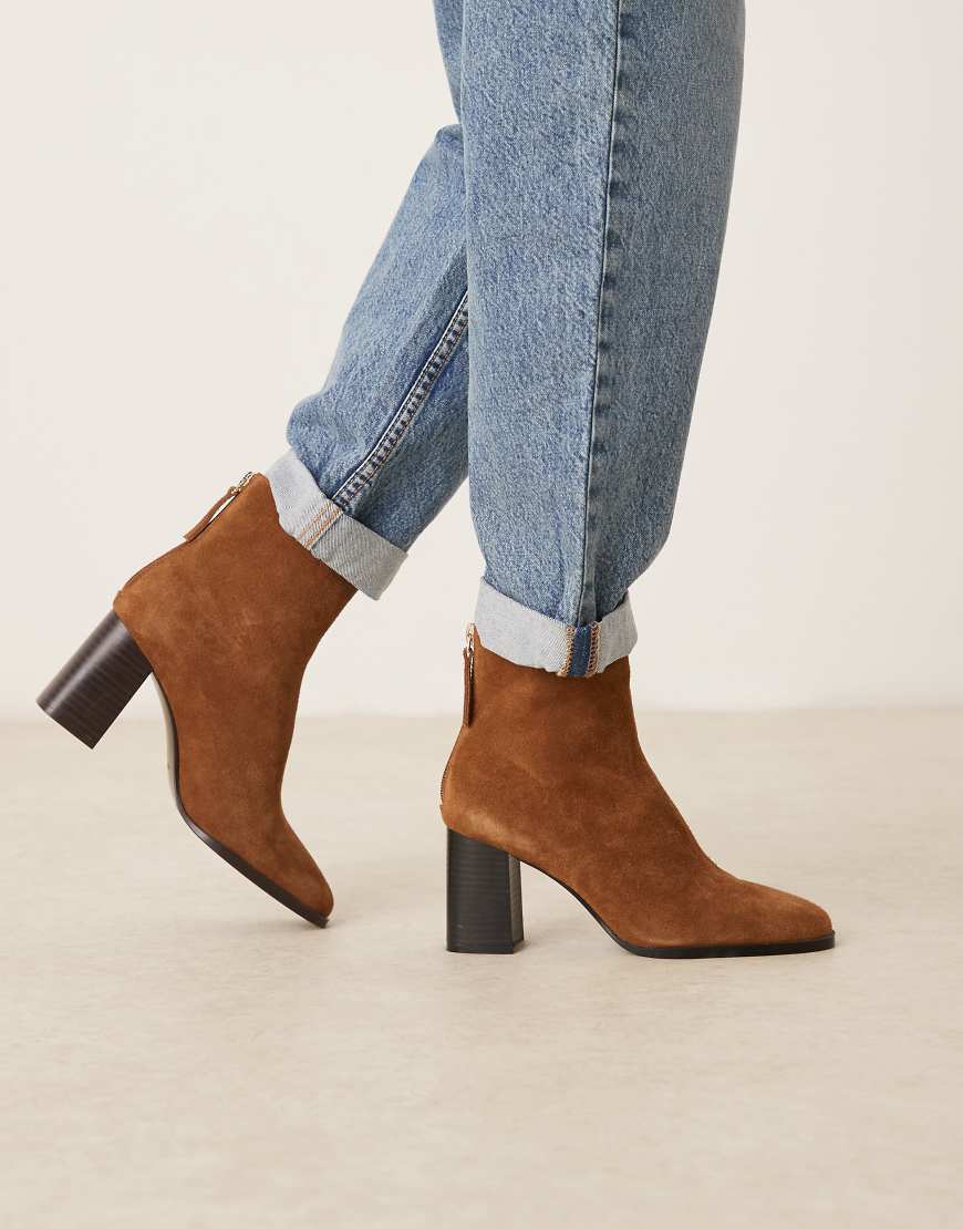 Mango - Western-Ankle-Boots in Toffee aus Wildleder mit Absatz und runder Zehenpartie-Brown von Mango