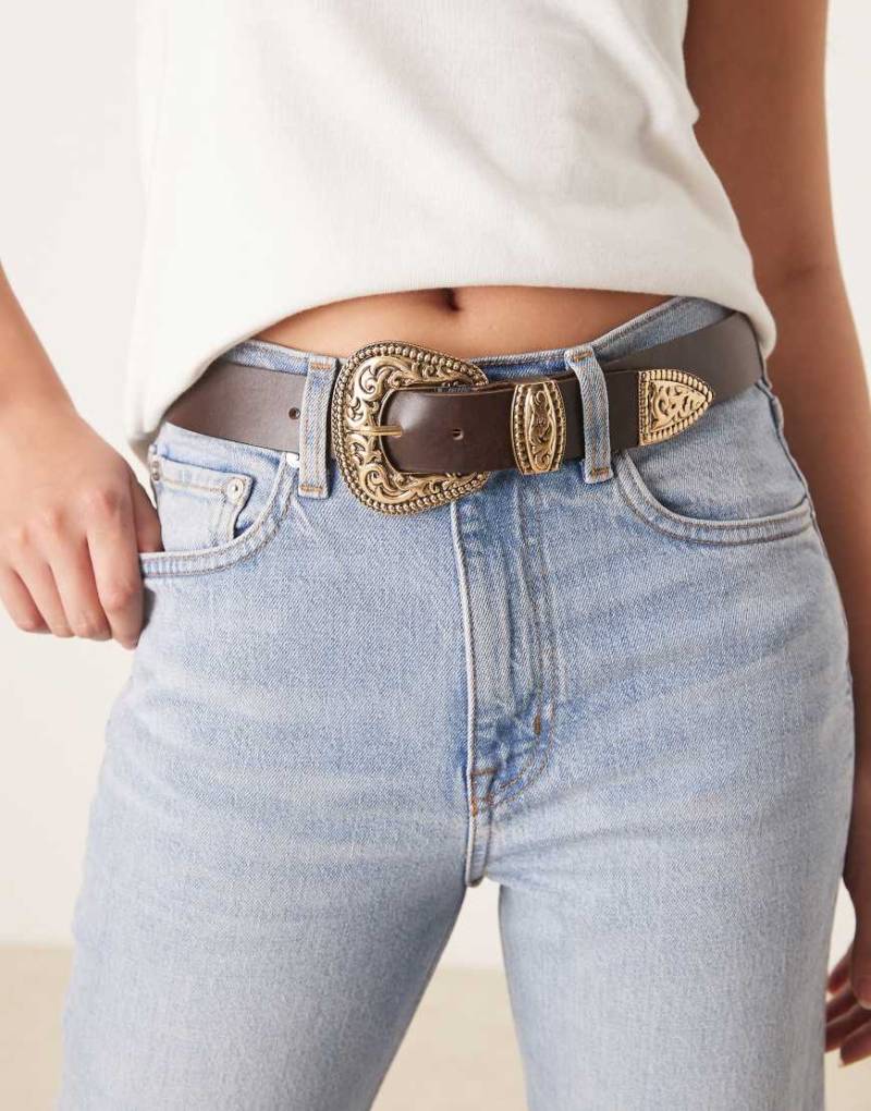 Mango - Western-Gürtel aus Leder in Dunkelbraun-Brown von Mango