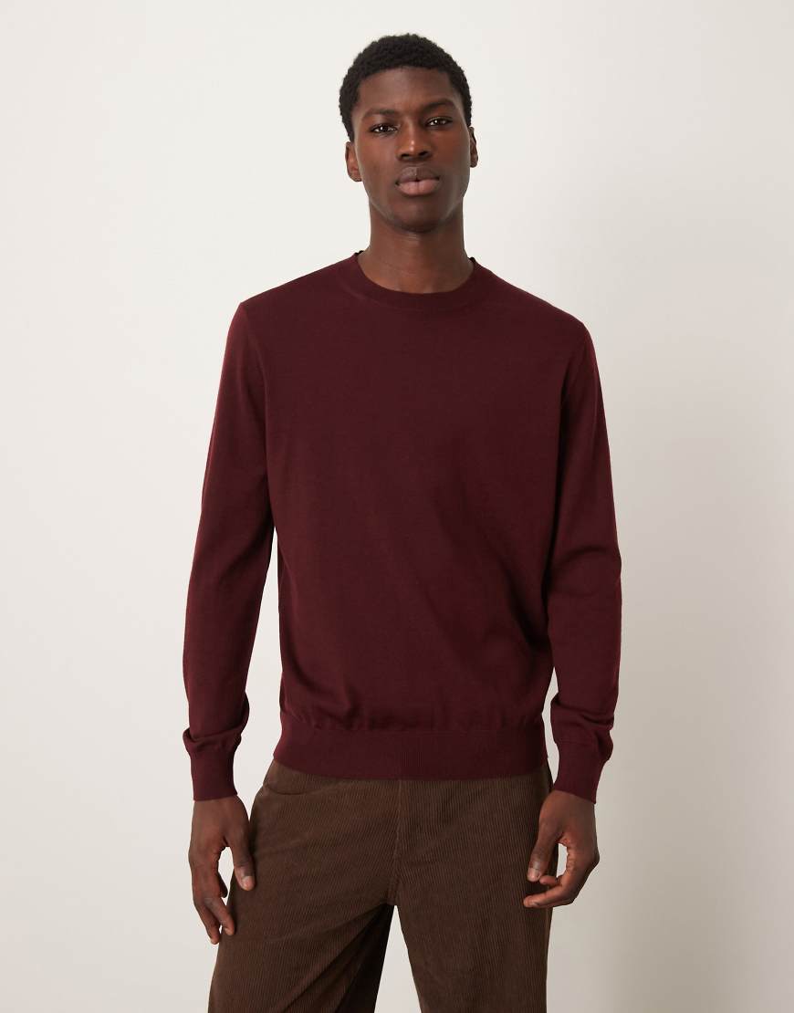 Mango - Wollpullover in Dunkelrot mit Rundhalsausschnitt von Mango