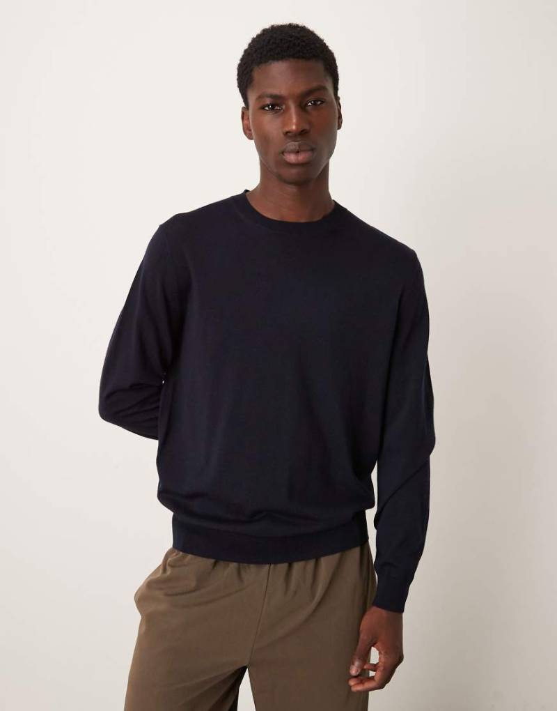 Mango - Wollpullover in Marineblau mit Rundhalsausschnitt von Mango