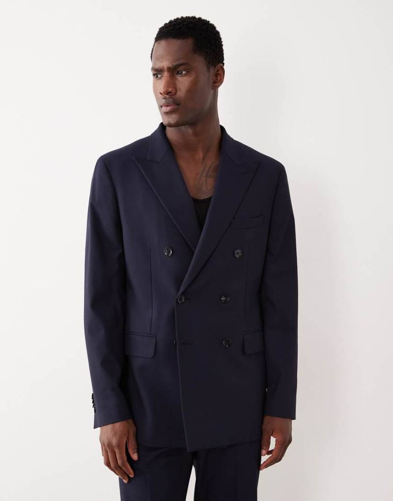 Mango - Zweireihiger, eleganter Slim Fit Blazer in Marineblau, Kombiteil von Mango