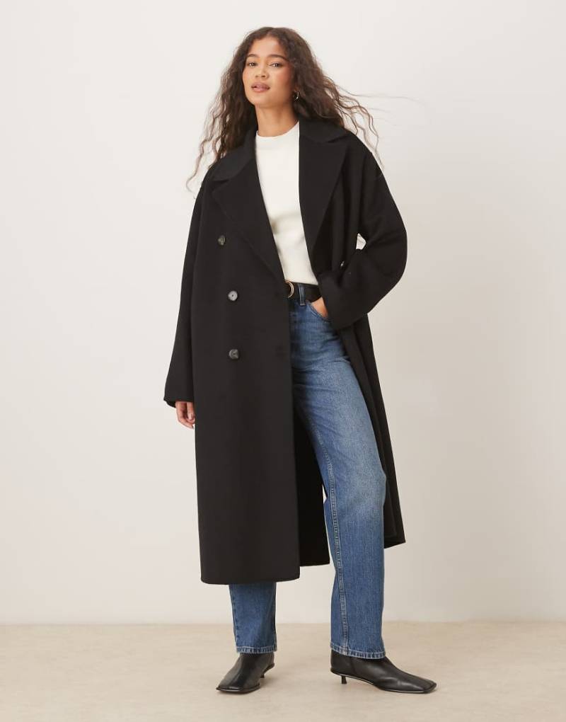 Mango - Zweireihiger Midimantel aus Wollmix in Schwarz von Mango