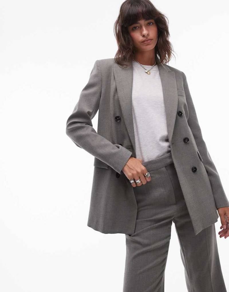Mango - Zweireihiger Oversize-Blazer in Hellgrau, Kombiteil von Mango
