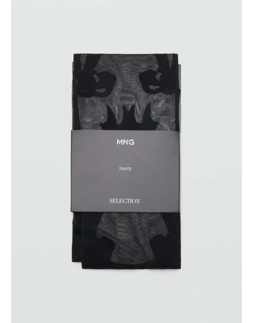 Mango featuring Kaia Gerber - Strumpfhose in Schwarz mit Schleifendetails von Mango