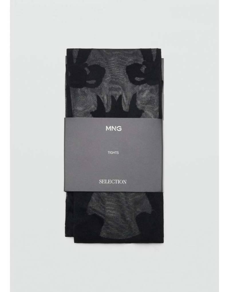 Mango featuring Kaia Gerber - Strumpfhose in Schwarz mit Schleifendetails von Mango