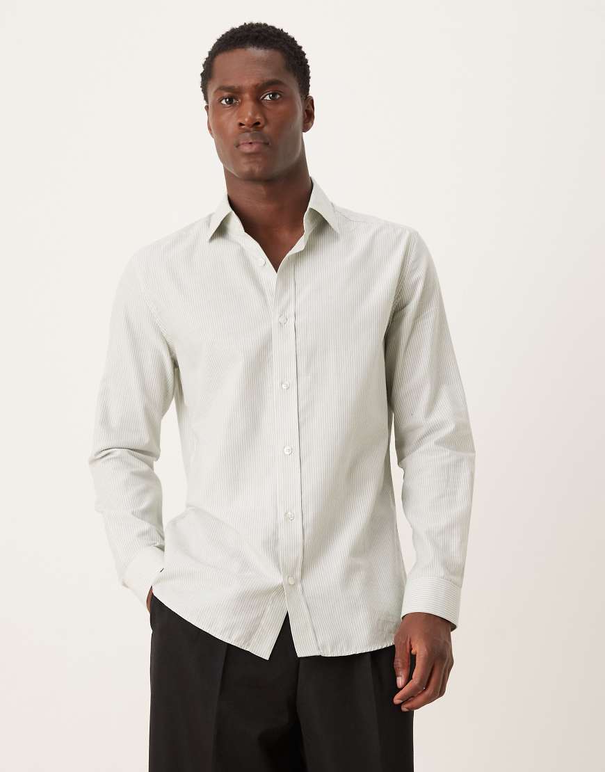 Mango - gestreiftes Hemd aus 100% hochwertiger Baumwolle in Grün von Mango