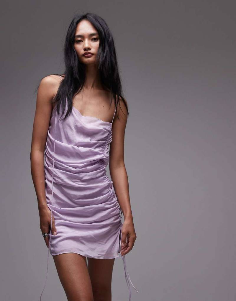 Mango x Supriya Lele - Minikleid in Lavendel mit gerafftem Oberteil und drapiertem Rückenausschnitt-Blau von Mango