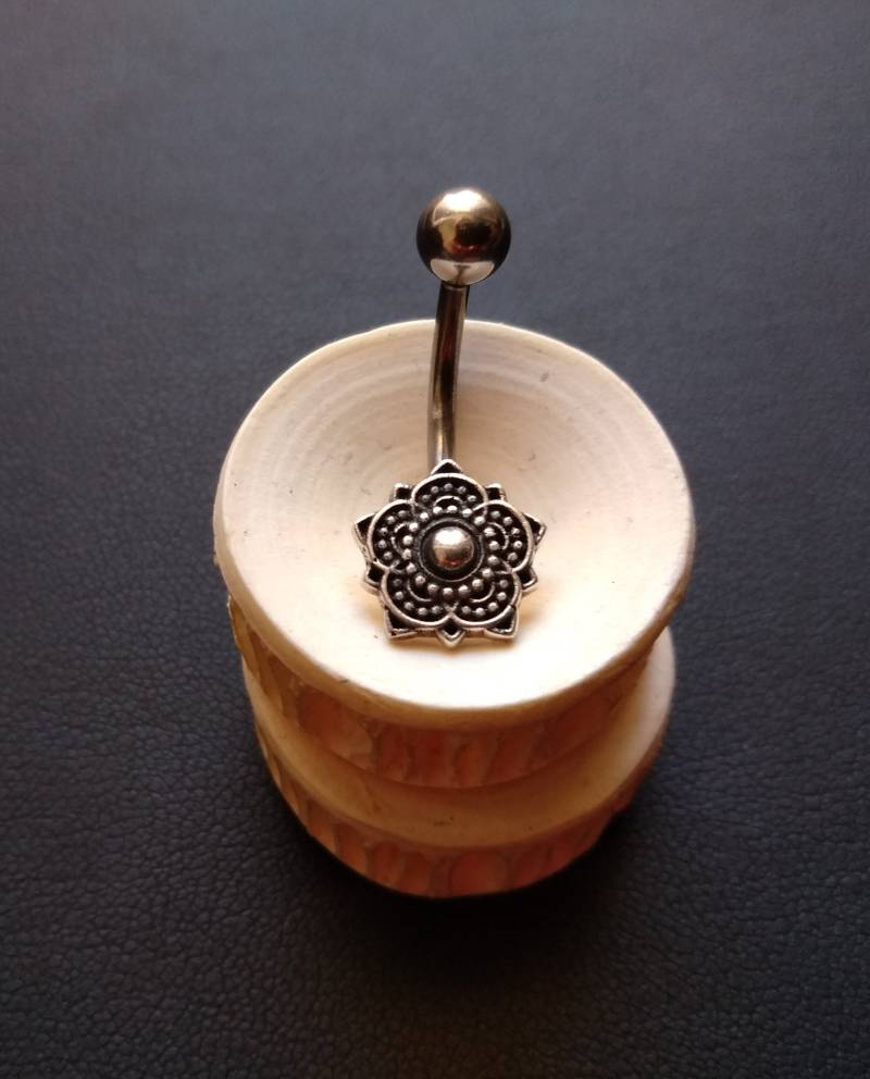 Mandala-Bauchnabelpiercing Aus 925Er Silber - Boho-Schmuck Bauchnabelpiercing Heilige Geometrie Göttin Nabelpiercing Körperschmuck Neue Kollektion von MangoPurpleJewels