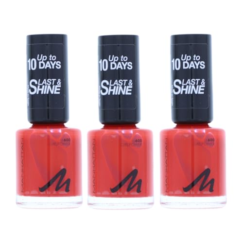 3 x Manhattan Last & Shine Nail Polish 600 Girlpower je 8ml Nagellack von Manhattan