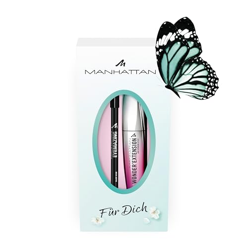 Manhattan Augen-Make-Up Set: Manhattan Wonder'Extension Mascara, Fb 001 Black, 11ml, gratis Eyemazing Khol Kajal Eyeliner 1010N Black, 1,3g von Manhattan