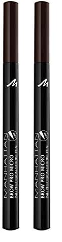 Manhattan Brow Pro Micro Pen Augenbrauenstift, in der Farbe 003 Dark Brown, Flüssiger Eyebrow Pencil mit ultra-präziser 0,2 mm Spitze, Für einen natürlichen Augenbrauen-Look (Packung mit 2) von Manhattan