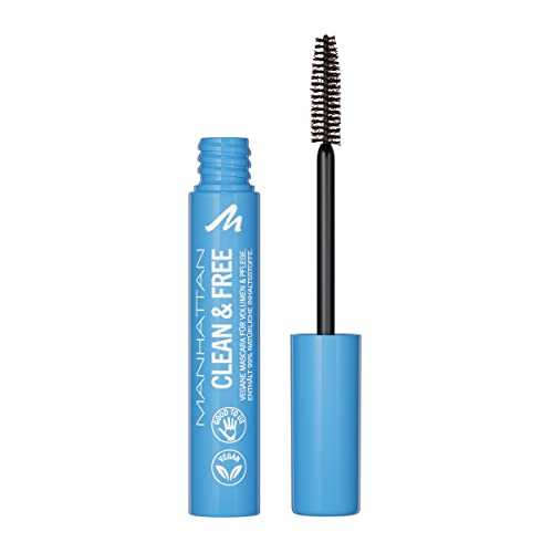 Manhattan Clean & Free Mascara Fb. 99T Brown, wasserfeste, pflegende Wimperntusche, vegan, 7 ml von Manhattan