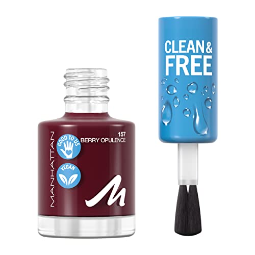 Manhattan Clean und Free Nail Polish, Fb. 157 Berry Opulence, atmungsaktiver Nagellack, vegan, 8 ml von Manhattan