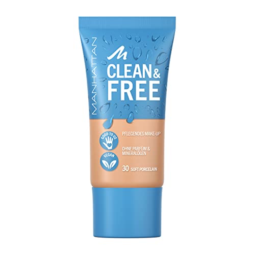 Manhattan Clean & Free Skin Tint Fb. 30 Soft Porcelain, feuchtigkeitsspendendes Make-up, vegan, 30 ml von Manhattan