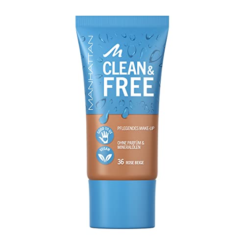 Manhattan Clean & Free Skin Tint Fb. 36 Rose Beige, feuchtigkeitsspendendes Make-up, vegan, 30 ml von Manhattan