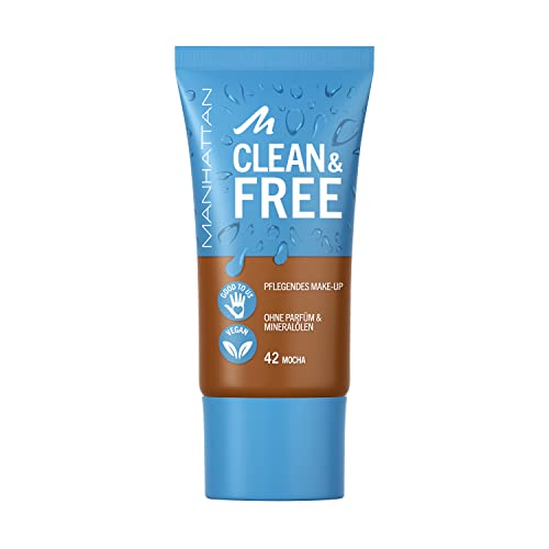 Manhattan Clean & Free Skin Tint Fb. 42 Mocha, feuchtigkeitsspendendes Make-up, vegan, 30 ml von Manhattan