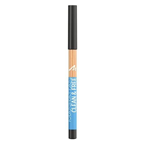 Manhattan Clean & FreeTM Eyeliner Pencil, cleaner und veganer Eyeliner-Stift, Fb. 001 Pitch Black von Manhattan