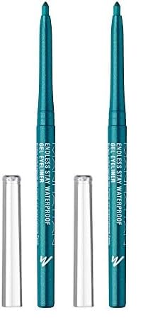 Manhattan Endless Stay Waterproof Gel Eyeliner – Grüner Gel Eyeliner mit Glitzer und herausdrehbarer Mine ohne Anspitzen – Farbe Emerald Sparkle 005 – 1 x 2,6g (Packung mit 2) von Manhattan