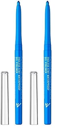 Manhattan Endless Stay Waterproof Gel Eyeliner – Hellblauer Gel Eyeliner mit Glitzer und herausdrehbarer Mine ohne Anspitzen – Farbe Aqua Sparkle 004 – 1 x 2,6g (Packung mit 2) von Manhattan