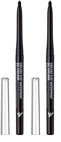 Manhattan Endless Stay Waterproof Gel Eyeliner – Schwarzer Gel Eyeliner mit herausdrehbarer Mine ohne Anspitzen – Farbe Blackest Black 006 – 2,6g, (2er Pack) von Manhattan