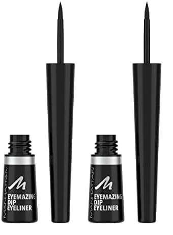 Manhattan Eyemazing Dip Eyeliner Fb. 001 Black, hochpigmentierter, wischfester Eyeliner mit matt-schwarzem Finish, 7ml (Packung mit 2) von Manhattan