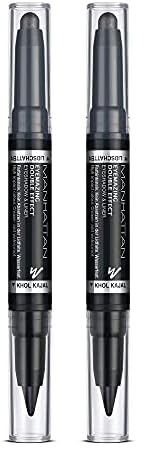 Manhattan Eyemazing Double Effect Eyeshadow & Liner – Schwarz 2-in-1-Lidschatten- und Eyeliner-Stift – Farbe 001 In The Black – 1 x 0,7 g & 1 x 0,9 g (Packung mit 2) von Manhattan