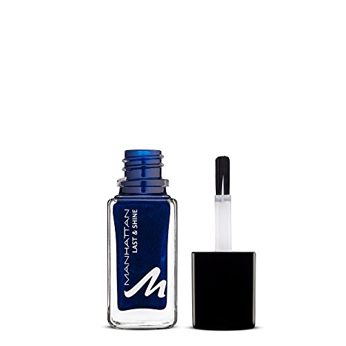 Manhattan Last & Shine Nagellack – Marineblauer, glänzender Nail Polish für 10 Tage perfekten Halt – Farbe Midnight Kiss 880 – 1 x 10ml von Manhattan