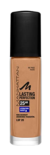 Manhattan Lasting Perfection 25 Stunden Make up, True Nude 66, feuchtigkeitsspendende Foundation, langanhaltend, hohe Deckkraft, für einen makellosen Teint, 30 ml von Manhattan