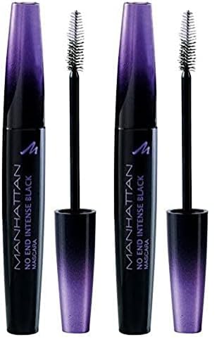 Manhattan No End Mascara, Wimperntusche in Tiefschwarz für endlos lange Wimpern mit ultimativem Volumen, Farbe Intense Black 1010Z, 1 x 8ml (Packung mit 2) von Manhattan