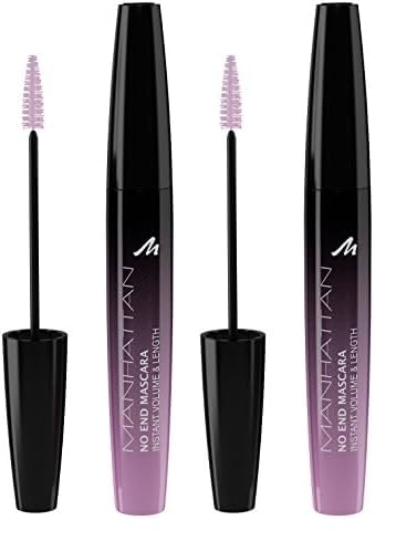 Manhattan No End Mascara Instant Volume & Length, Wimperntusche für endlos lange Wimpern mit ultimativem Volumen, Farbe Black 1010N, 1 x 8ml (Packung mit 2) von Manhattan
