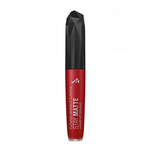 Manhattan Stay Matte Liquid Lip Colour, Matter, wisch- und wasserfester Lippenstift für langanhaltende Farbintensität, Farbe Red-y For Broadway 500, 1 x 5,5ml von Manhattan