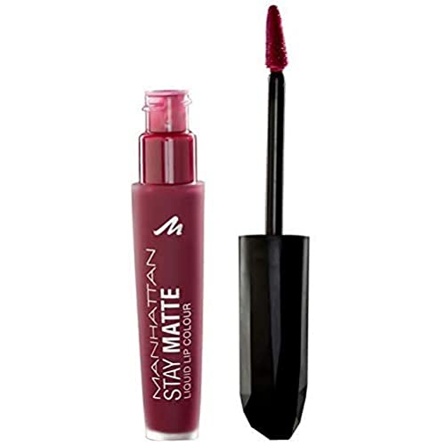 Manhattan Stay Matte Liquid Lip Colour, Matter, wisch- und wasserfester Lippenstift für langanhaltende Farbintensität, Farbe Statue Of Burgundy 600, 1 x 5,5ml von Manhattan