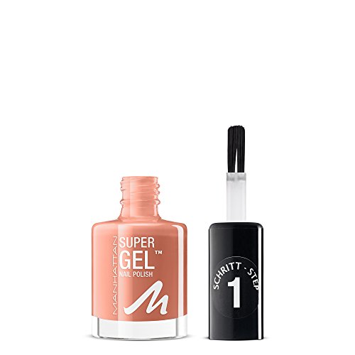 Manhattan Super Gel Nagellack – Gel Maniküre Effekt ganz ohne UV Licht – Korallefarbener Nail Polish mit bis zu 14 Tagen Halt – Farbe Coral Island 145 – 1 x 12ml von Manhattan