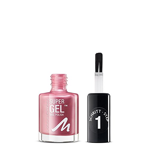 Manhattan Super Gel Nagellack – Gel Maniküre Effekt ganz ohne UV Licht – Roséfarbener Nail Polish mit bis zu 14 Tagen Halt – Farbe Pretty Rose 285 – 1 x 12ml von Manhattan